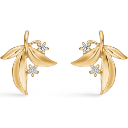 Mads Z Olive Love Earrings - Gold/Diamonds