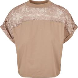 Urban Classics Short Oversized Lace Tee - Soft Taupe