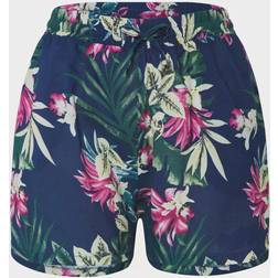 Urban Classics Ladies Aop Viscose Resort Shorts - Black Flower