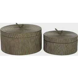 Round Antique Bronze Metal Box Set of 2 Storage Box 2