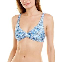 Splendid Flora Removable Soft Cup Twist Front Swim Top - Blue