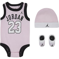 Nike Jordan Jersey Bodysuit Hat & Bootie Set - Pink/Black