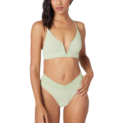 L*Space Pointelle Rib Siren Bikini Top - Light Olive