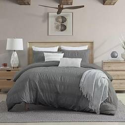 Swift Home Moselle Ruched Waffle Duvet Cover Grey (233.68x223.52cm)