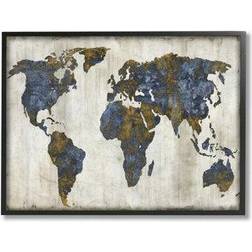 Stupell Industries World Map Design Framed Art 76.2x61cm