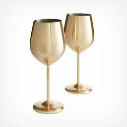 VonShef Set of 2 Gold Wine Wine Glass 2pcs