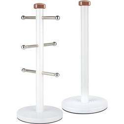 Tower Linear Kitchen Roll Holder and Tree Rose Gold/White Paper Towel Holder