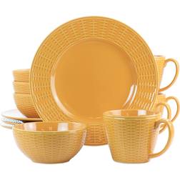 Gibson Home Cairo Sunset 12-Piece Ceramic Dinnerware Set, Orange Dinner Set