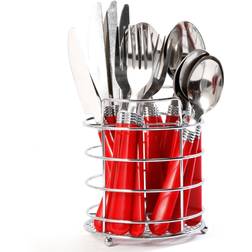 Gibson 53529.16 Sensations II Plastic Handle Flatware, Red 16 Piece Cutlery Set