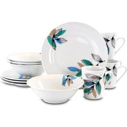 Gibson Home Round Fine Ceramic Dinnerware Set, 12 piece Dinner Set