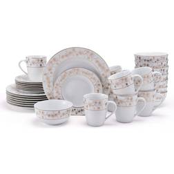 Mikasa Metallic Floral 32-Piece Dinnerware Set In White/gold gold 32 Dinner Set