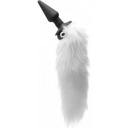 XR Brands White Fox Tail Vibrating Anal Plug in stock