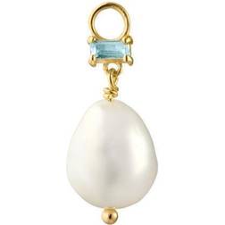 Carre Guldbelagt charm med Perle og Topas