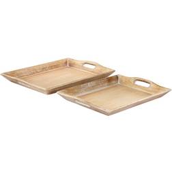 Litton Lane Brown Wood Traditional Tray (Set of 2) Serving Tray