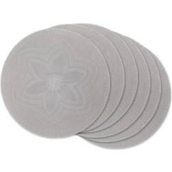 Design Imports CAMZ12797 Floral Woven Round Placemat, Light Gray Set of 6 Place Mat Gray