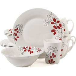 Gibson Scarlet Leaves 12-piece Dinnerware Set Dinner Set 12