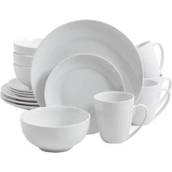 Gibson Home Ogalla 16-Piece Dinnerware Set, White Dinner Set 16pcs