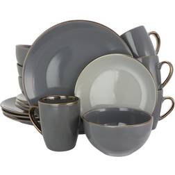 Elama Tahitian Grand 16-piece Dinnerware Set Stone and Slate Dinner Set 16