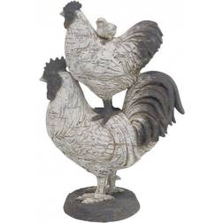 White Polystone Farmhouse Sculpture Rooster Figurine 30.5cm