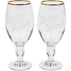 Stella Artois Heritage Chalice (2-Pack) Clear Gold Drink Glass 2pcs