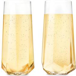 Viski Raye Faceted Crystal Set of 2 Champagne Glass