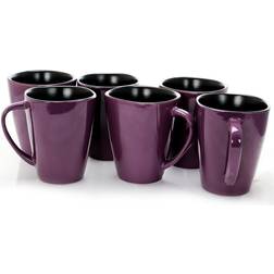 Elama Mulberry 14 oz. Purple Stoneware (Set of 6) Cup