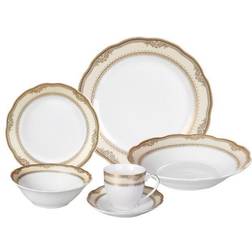 Lorren Home Trends Isabella 24-Piece Dinnerware Set Gold Gold 24 Dinner Set 4