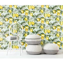 RoomMates RMK11656WP Lemon Zest Peel & Stick Wallpaper, Blue