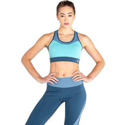 Dare 2b Womens/Ladies Mantra Colour Block Recycled Sports Bra (Meadowbrook Green/Bluestone)