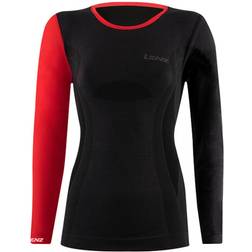 Lenz 6.0 Merino Round Neck Lady Longsleeve, black-red, for Women