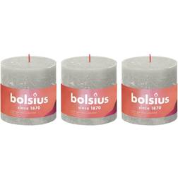 Bolsius Rustic Pillar Shine 3 pcs 100x100 mm Sandy Grey Candle