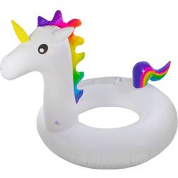 4.75 Inflatable White Rainbow Jumbo Unicorn Pool Ring Float