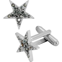1928 Jewelry Silver-Tone Crystal Star Cufflinks