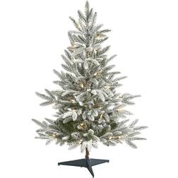 Nearly Natural Flocked Manchester Spruce Artificial with Lights and Bendable Branches, 36" Christmas Tree