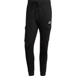 adidas Essentials Fleece Regular Tapered Cargo Joggers - Black/White