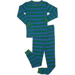 Leveret Kid's Striped Pajama Set 2-piece - Blue/Green