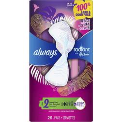 Always Radiant FlexFoam Size 2 Pads with Wings Light Clean Scent Heavy Flow 26-pack