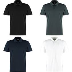Kustom Kit Kustom Kit Micro Mesh Kurzarm Poloshirt - Weiß/Schwarz/Blau