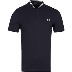 Fred Perry Marineblå poloskjorte i pique med bomber-krave Marineblå