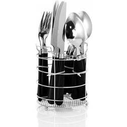 Gibson 53441.16 16 Piece Sensations II Plastic Handle Flatware Set, Black Cutlery Set 16