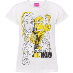 Beauty And The Beast Girls We Are Together Now Belle T-Shirt (9-11 Years) (White/Yellow/Black)