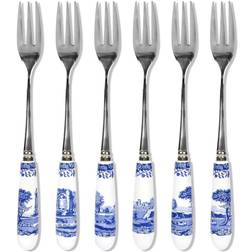 Spode 6 Tenedores de postre Blue Italian Cerámica-acero inoxidable Tenedor para Pastel