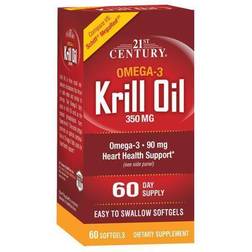 21st Century Krill Oil 300 Mg Softgels, 60 Count 60 st