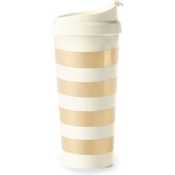 Kate Spade New York Thermal Travel Coffee Tumbler, 16 Ounces, Gold Stripe Travel Mug