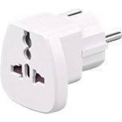 MicroConnect petravel universal adapter white work to uk, us, dk, ch