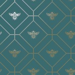 Honeycomb Bee Wallpaper Teal World of Wallpaper 50400