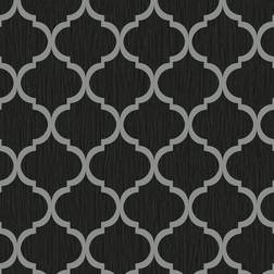 Debona Crystal Trellis Wallpaper Black Silver 8895