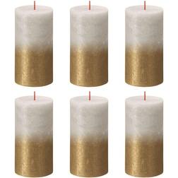 Bolsius Blockljus Sunset 4-pack 130x68 mm sandgrå och guld Stearinljus