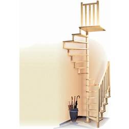 Byggera Sogem Escalera de caracol Square Wood (Diámetro: 140 cm, Color peldaños: Abeto, Altura de planta: 300 cm)