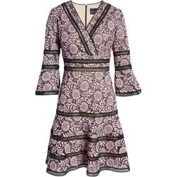 Shani Floral Jacquard Lace Eyelet Trim A-Line Dress